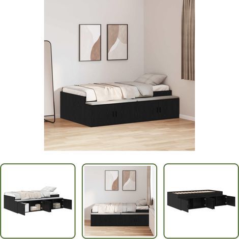 vidaXL Estructura de cama Roble Negro 90 x 200 cm Madera de ingeniería (1/5)