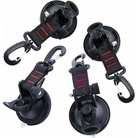 Lot de 4 ventouses d'ancrage avec fixation à ventouse pour voiture, camping, bâche, accessoire ventouse multifonction pour tentes comme auvent latéral de voiture (1/4)