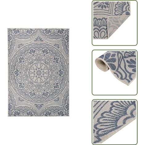 Outdoor-Teppich Flachgewebe 160x230 cm Blaues Muster - Outdoor-Teppich - Terrassenteppich - Balkonteppich - Flachgewebe - Polyester (1/5)