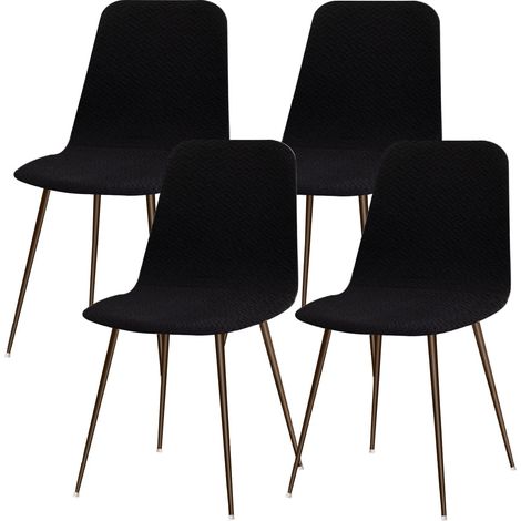 Housse de Chaise Scandinave Extensible Lot de 4 Lavable Universel Diagonale Noir (1/5)