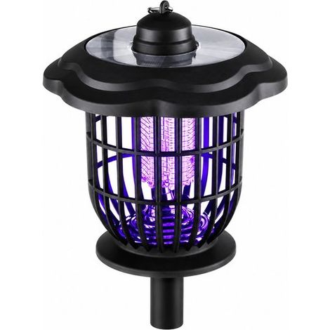 Lampe solaire anti-moustiques 52,5 cm, éclairage LED 2-en-1 et piège à insectes, rechargeable, lumière UV, ABS résistant aux intempéries, avec kit de suspension (1/5)