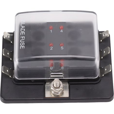 Boîtier à fusibles 6 voies étanche pour voitures et bateaux, fusibles ATC/ATO, indicateur LED, 32V DC (1/5)