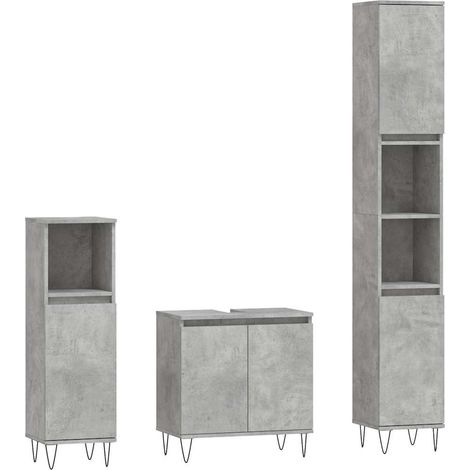 Maison Exclusive - 3-tlg. Badmöbel-Set Betongrau Holzwerkstoff