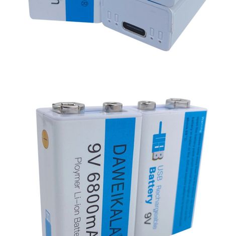9V 6800mAh Lithium-ion USB Rechargeable Battery, 9V Rechargeable Battery Microphone Toy + Charging Cable (1/4)