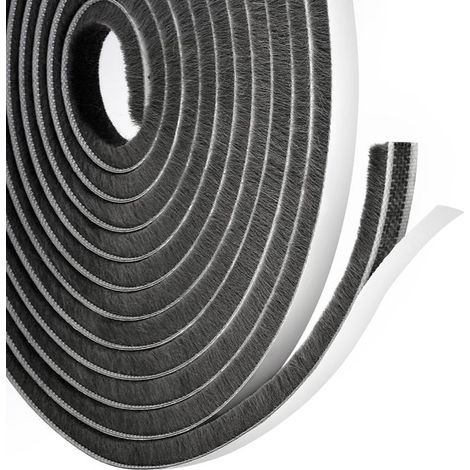 Striscia sigillante autoadesiva a spazzola per telaio porta, 9 mm x 15 mm x 6 m - Nera (1/5)