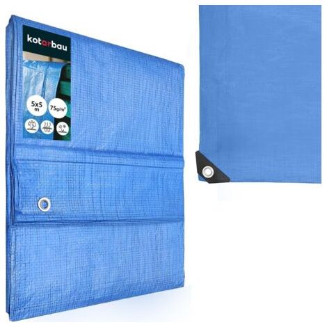 Bâche de Protection Extérieur - Polyéthylène - 5 x 5 m - Bleu - 75 g/m² - Bâche Anti UV - Bache Remorque - Bache Impermeable Exterieu-NANOTEH (1/5)