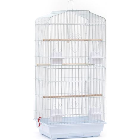 Jaula para Pájaros Jaula Metálica para Mascota Aves Loros Canarios 46 x 36 x 92 cm Blanco (1/5)