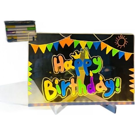 Tableau mémo LED 7 couleurs avec support, tableau à dessin lumineux LED, tableau à dessin LED en acrylique transparent, effaçable à sec (1/5)