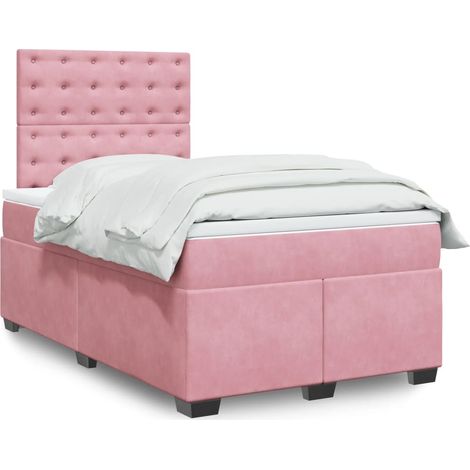 Cama box spring con colchón terciopelo rosa 120x190 cm vidaXL (1/5)
