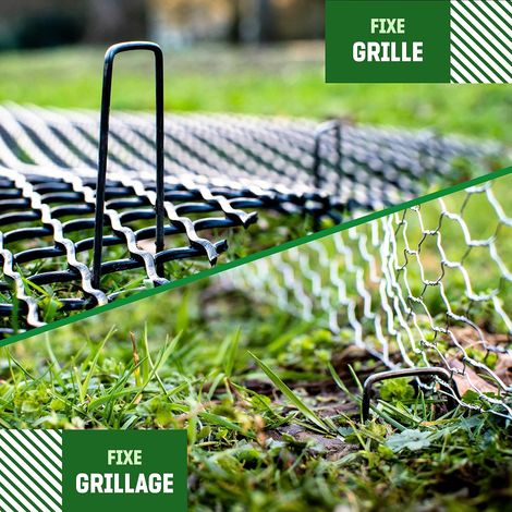 Befestigungsklammern aus Stahl (100 Stück) – für Mulch- und Gartentücher, Zäune und Netze – 150 mm lang, 25 mm breit, Ø 2,7 mm (1/4)