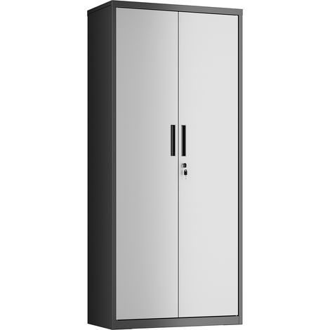 Songmics – Armoire à clés en acier 40 x 80 x 180 cm – 5 étagères réglables – Serrure en acier – Charge max 25 kg par étagère – Argenté
