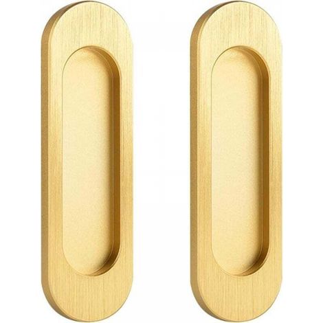 Poignée de porte coulissante ovale Poignée de porte coulissante autocollante en alliage d'aluminium sans perforation (or, 100 mm) 2 pièces (1/5)
