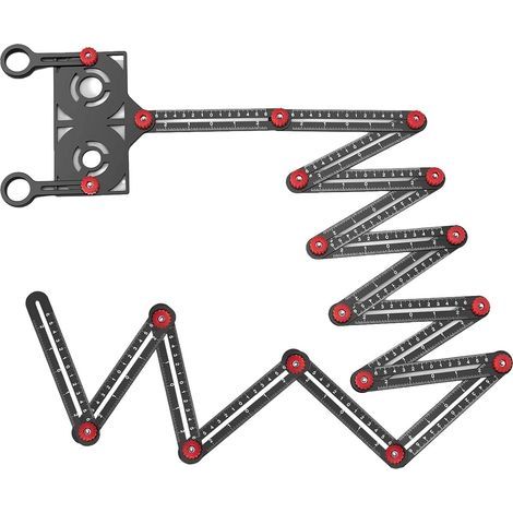 Règle de mesure multi-angles, gabarit de perçage pour carrelage céramique à 16 sections, outil de mesure d'angle en alliage d'aluminium avec marqueur de trous