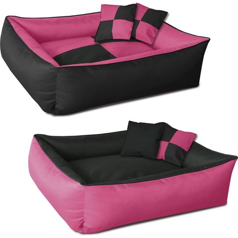 BedDog® 2en1 colchón para perro MAX QUATTRO L hasta XXXL, 9 colores, cama, sofá,cesta para perro:3XL, CANDY (rosa/negro) (1/3)