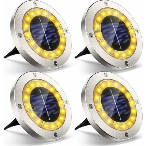 Solar-Gartenstrahler für den Außenbereich, 4 Stück, 16 Stück, LED-Solarstrahler, Außenbeleuchtung, IP65, wasserdicht, kabellos, Edelstahl, für Rasen/Leuchtfeuer/Terrasse/Wege/Pflanzen