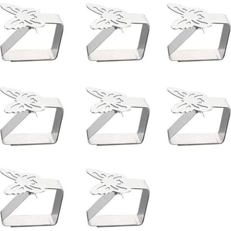 8 pièces pince à nappe en acier inoxydable pince à nappe papillon pince à pince à nappe convient aux tables d'une épaisseur ne dépassant pas 3 cm (1/4)