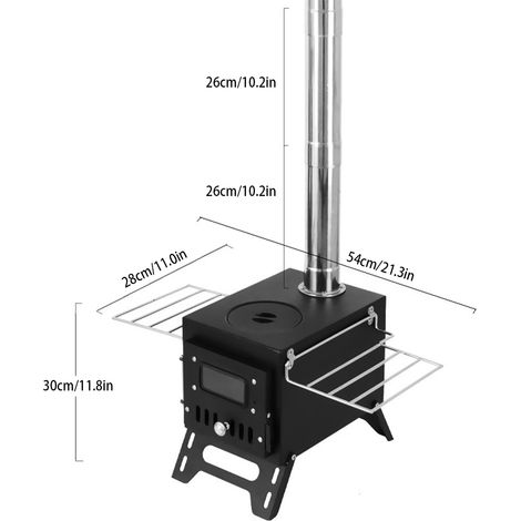 Poêle à bois de camping en plein air Brûleur à bois de chauffage Chauffage pliable en acier inoxydable avec tente Fenêtre à feu Patio Cheminée Cuisson au feu de camp Idéal pour les pique-niques (1/5)
