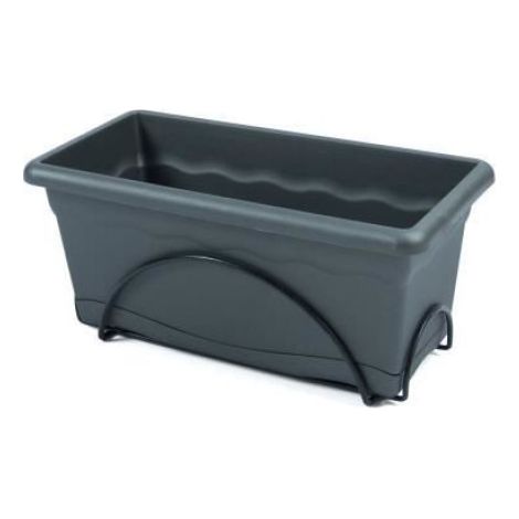 Jardinière - 40 x 20 cm - Avec Plateau Et Support Pour Balcon - Anthracite - 8 L (1/3)