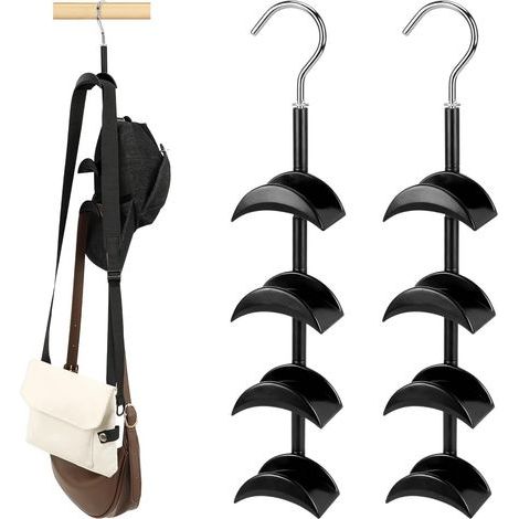 2 pièces ACS à Main, rotatifs à 360° Supports de Rangement pour Sacs à Main, Cravates, écharpes, Chapeaux, Noir (1/5)