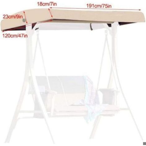 Toile de rechange pour balancelle 3 places 191 x 120 x 23 cm, imperméable et résistante aux UV, couleur gris (1/5)