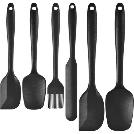 Set di 6 spatole da cucina in silicone, paletta, rivestimento antiaderente, resistente al calore, raschietto per lingua, silicone, utensili da cucina, utensili da forno (1/5)