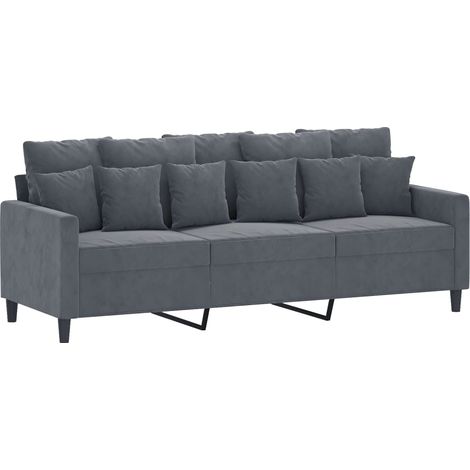 Canapé à 3 places，Sofa pour Salon，Banquette Gris foncé 180 cm Velours CFW923273 (1/5)