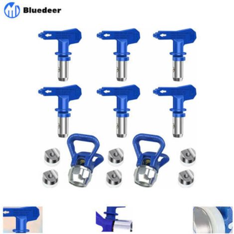 Bluedeer – Lot de 6 buses de pulvérisation airless réversibles – Acier inoxydable haute résistance – Tailles 211, 315, 417, 515, 517, 523 – Pour peinture fine industrielle (1/5)
