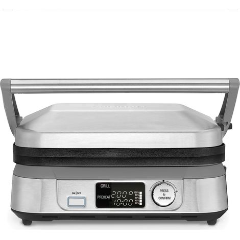 Cuisinart Grill 6-in-1: Piastra, Waffle, Grill/Piastra, Piastre antiaderenti reversibili, Display digitale, SearBlast®, Cerniera regolabile GR5E (1/3)