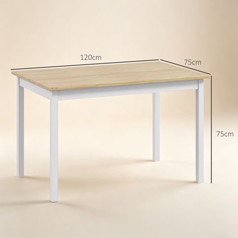 Table à manger pour quatre personnes avec pieds antidérapants, en pin, 120 x 75 x 75 cm (1/5)