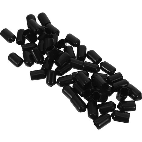 50 capuchons de protection en caoutchouc noir pour filetage 9,5 mm diamètre intérieur, ronds et (1/5)