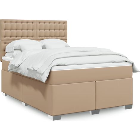Boxspringbett Matratze Cappuccino-Braun 140x200cm Kunstleder (1/5)