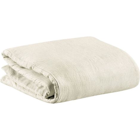 Housse de Couette en Lin Lavé Stonewashed Craie 240 x 220 cm Finition Bouteille - PANGIVO (1/4)