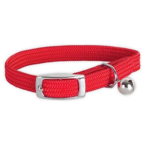 Collier nylon simple chromé chat rouge