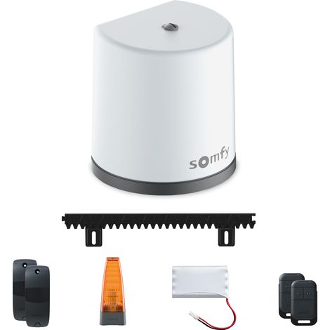 SOMFY 1246289 - Motorisation de portail coulissant Freevia Essential RTS - Livrée avec 2 télécommandes Keypop, feu clignotant, 4m de crémaillère et batterie de secours