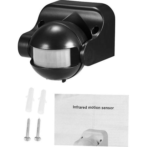 Schwarzer Infrarot-Weitwinkelschalter mit 180°-Sensor, 220–240 V (1/3)