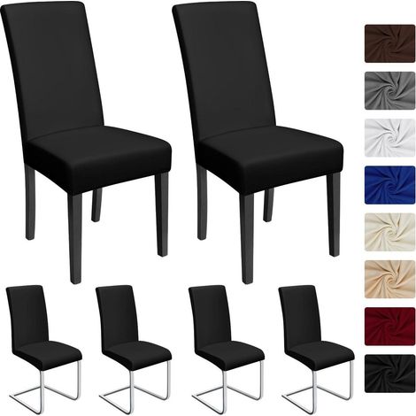 Stuhlhussen 6 Stück, bi-elastisch, modern, pflegeleicht, Schwarz (1/5)