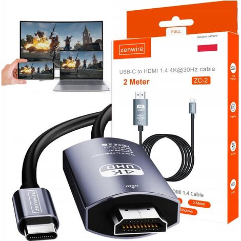 Cavo adattatore da USB-C 3.1 tipo C a HDMI 4K MHL 200 cm Zenwire ZC-2 (1/5)