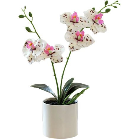 Fleur artificielle blanche en pot, fleurs en plastique réalistes, fausse plante pour salle de bain, chambre à coucher, salon (1/5)