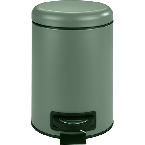 WENKO Kosmetik-Treteimer Leman Dunkelgrün 3 L, Kosmetikeimer, Mülleimer, Grün, Stahl grün, Polypropylen schwarz (1/5)