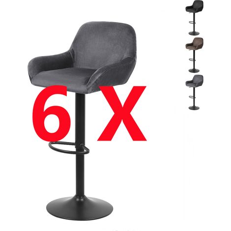 Hofuton 6 X Tabouret de Bar Chaise Haute De Cuisine Peut Pivoter à 360° Pour Bar, Comptoir ou Cuisine Gris (1/5)