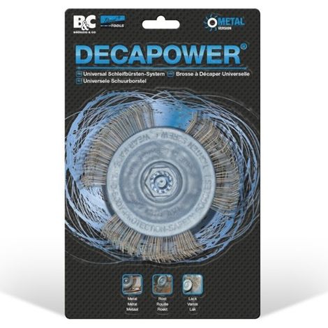 Brosse à décaper DECAPOWER spécial métal – Action abrasive renforcée – Pour fonte, inox, laiton, cuivre, acier – Travail de qualité net et précis – Broszio Tools