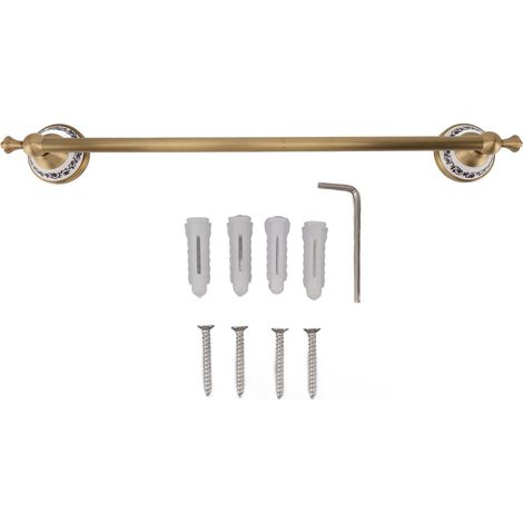 Porte-serviettes européen à une seule barre, support suspendu en cuivre pour salle de bain et toilettes, couleur antique (1/5)