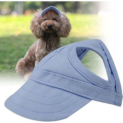 Gorro para perro/gato - Gorro ajustable a rayas - Azul - Protección UV - Transpirable y cómodo (1/4)