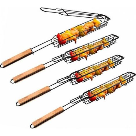 4 piezas, Cesta para barbacoa, Barbacoa, 4945cm, Rejilla para barbacoa, Brochetas para barbacoa, Abrazadera para rejilla de cesta (1/5)