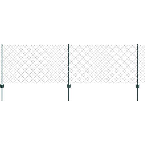 Grillage rouleau,Clôture en Maillon de Chaîne avec 10 Poteaux U Verte 0.8x10 m Acier CFW4727423 (1/3)