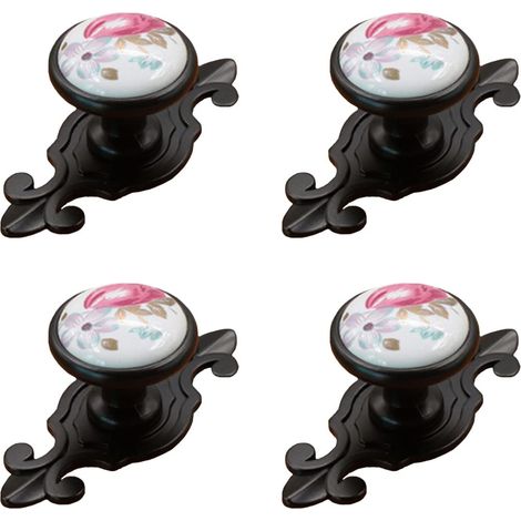 Rétro Antique Vintage Boutons de Meuble Tiroir Armoire Poignées Bouton de Tirage en Céramique, Boutons de Porte de Placard Poignées de Tiroir pour Placard Commode Cuisine Salle de Bains Armoires 4PCS (1/5)