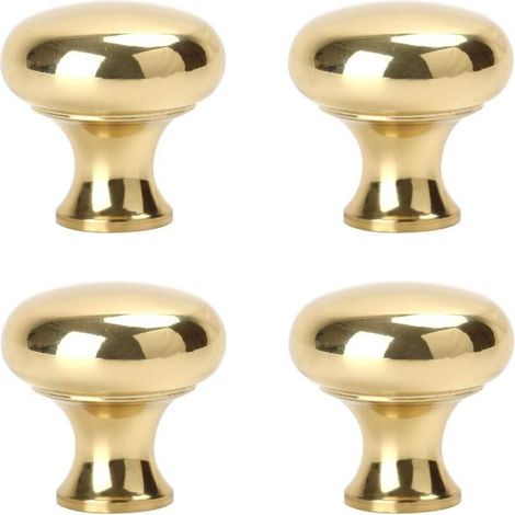 royaluxe -pièces 1,0 pouce x 0,9 pouce (environ 2,5 cm x 2,9 cm) Poignées en laiton poli miroir Poignées rondes en laiton Poignées vintage simples et élégantes Boutons de quincaillerie solides pour ar (1/5)