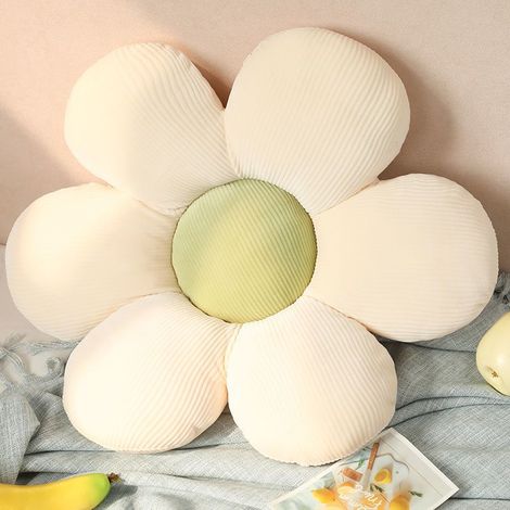 Coussin en forme de fleur - coussin d'assise - coussins décoratifs - coussin décoratif - coussin d'assise - 50 cm - blanc et vert (1/5)