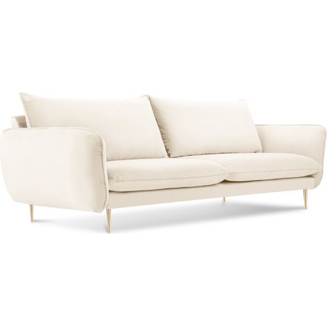 Canapé 3 places en velours beige clair (1/5)