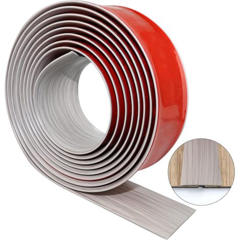 Seuil de porte adhesif profil de transition barre de seuil de porte bande de transition sol en vinyle bande de seuil en grain de bois bande de recouvrement pour planchers stratifie (Gris, 200×5cm) (1/5)